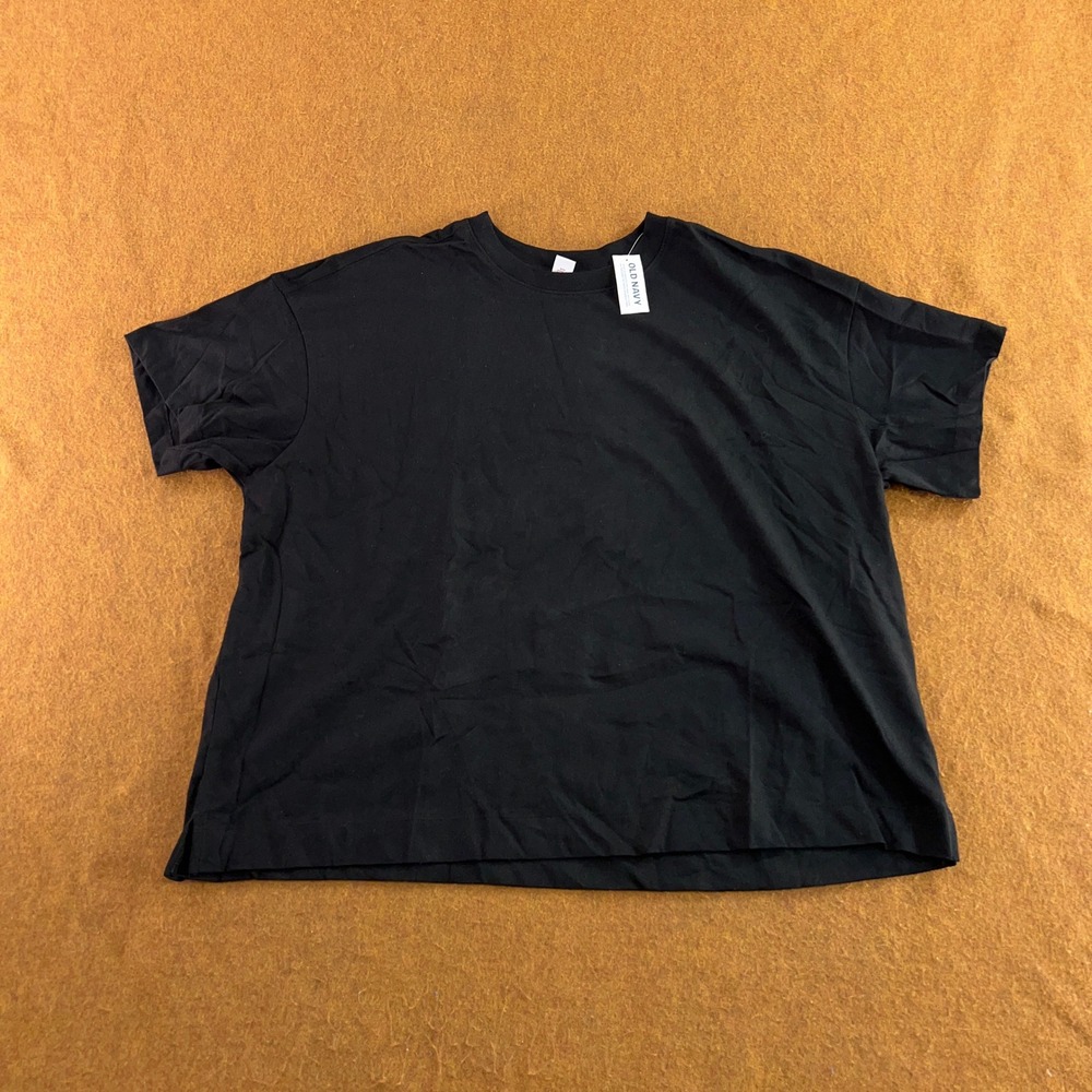 Old Navy Womens XL Black Short Sleeve Cotton Boxy T-Shirt NWT